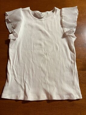 H&M White Ribbed Crewneck Tee